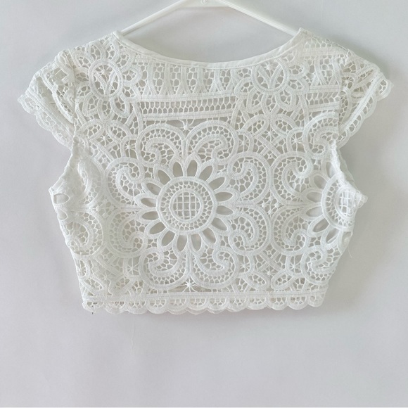 NWT Dress Me Zara White Lace Crop Top & Split Hem Maxi Skirt Two Piece Set Small - Picture 7 of 15